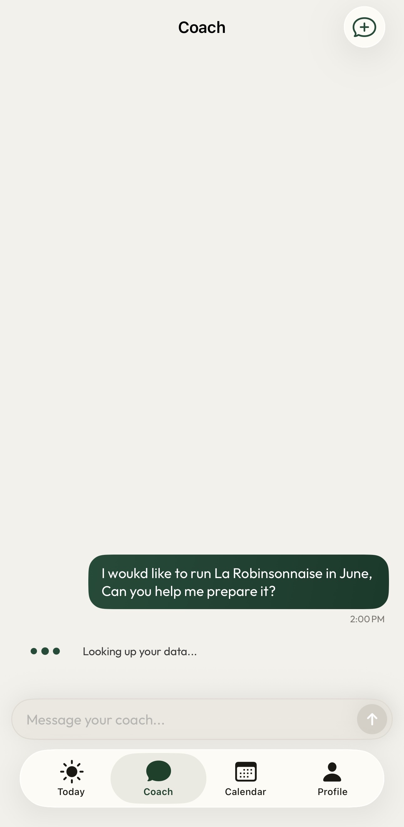 RunCadence coach chat on iPhone